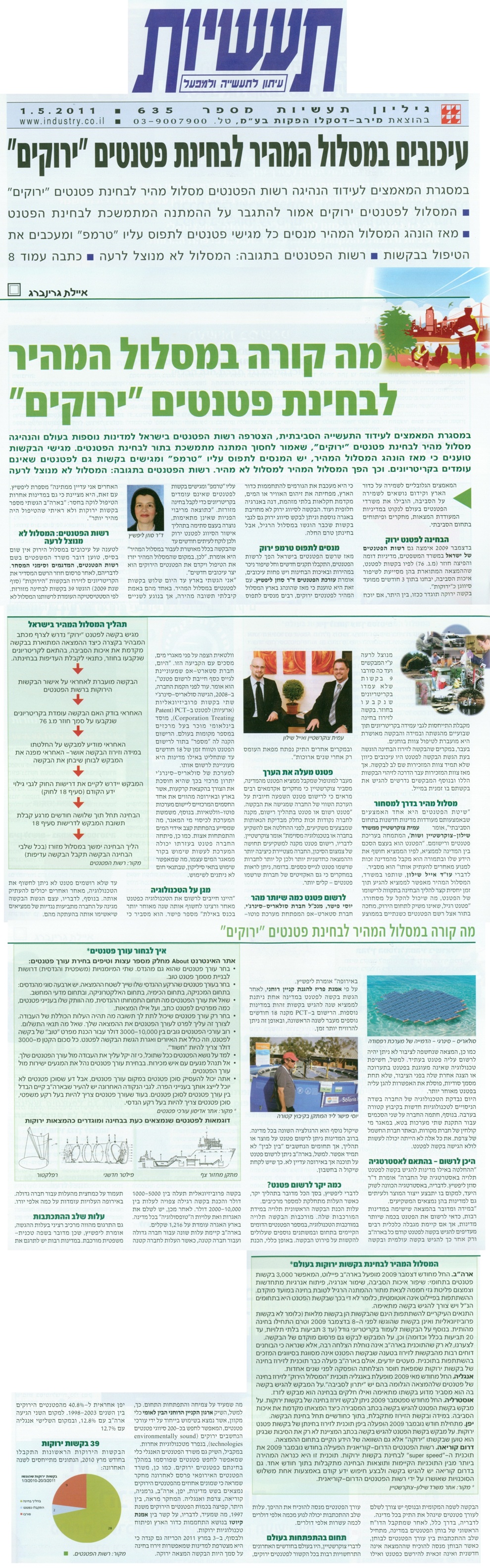 ,תעשיות (עיתון), מאי 2011, עיכובים במסלול המהיר לבחינת פטנטים ירוקים